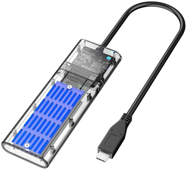 Alt view image 6 of 10 - JMS578 SSD Solid State SATA M.2 NGFF External Hard Drive Enclosure USB3.1 GEN1 Transparent Mobile Hard Disk Box with Type-C Cable DM201SC
