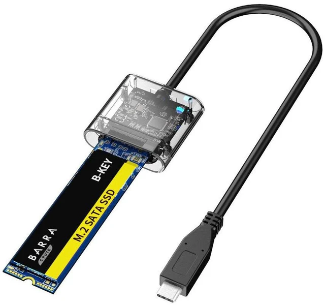 Alt view image 8 of 10 - JMS578 SSD Solid State SATA M.2 NGFF External Hard Drive Enclosure USB3.1 GEN1 Transparent Mobile Hard Disk Box with Type-C Cable DM201SC