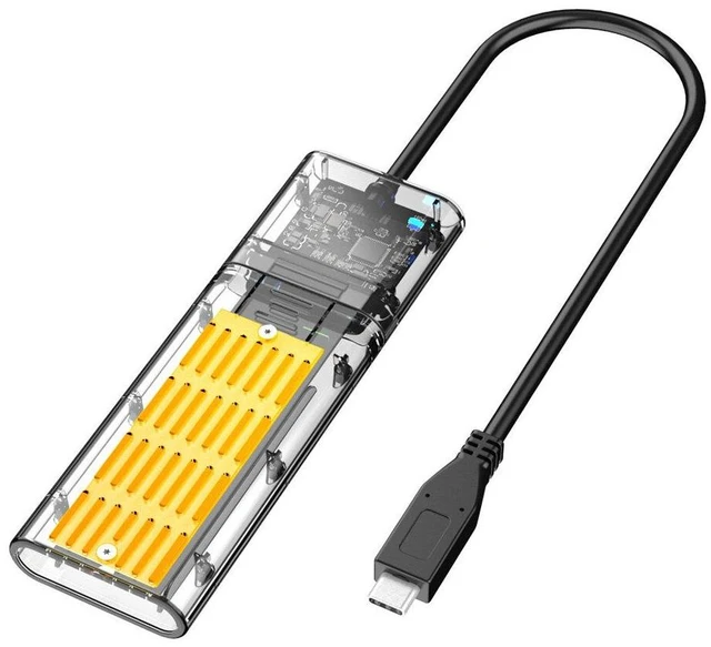 Alt view image 10 of 10 - JMS578 SSD Solid State SATA M.2 NGFF External Hard Drive Enclosure USB3.1 GEN1 Transparent Mobile Hard Disk Box with Type-C Cable DM201SC