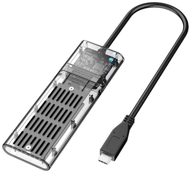 Alt view image 9 of 10 - JMS578 SSD Solid State SATA M.2 NGFF External Hard Drive Enclosure USB3.1 GEN1 Transparent Mobile Hard Disk Box with Type-C Cable DM201SC