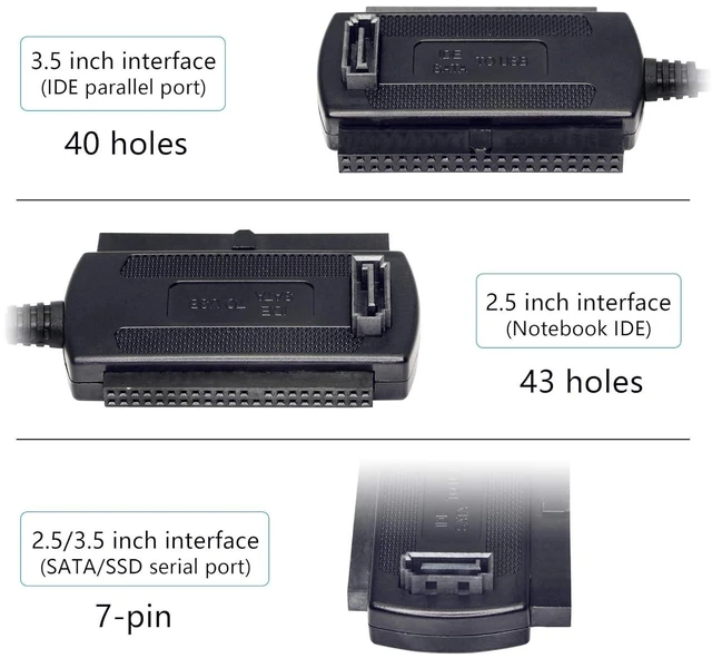 Alt view image 14 of 14 - USB to SATA IDE Converter Cable Adapter USB 2.0 to 2.5/3.5/5.25in IDE and SATA Adapter Cable (1.8FT/Black)