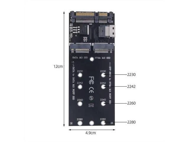 Alt view image 10 of 12 - M.2 SATA to SATA + NVMe to SFF-8654 Converter, 22Pin SATA M.2 Expansion Card, M-Key/B-Key SSD Adapter for PC Desktop Motherboard