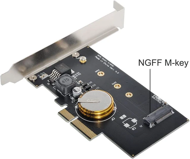 Alt view image 14 of 14 - PCI-E 3.0 x4 to M.2 NGFF M Key 80mm SSD Nvme Card Adapter PCI Express with Power Failure Protection 4.0F Super Capacitor