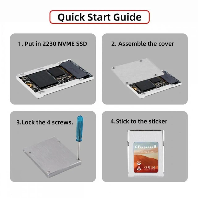 Alt view image 12 of 14 - CFexpress Type-B to NVME 2230 Memory Card Kit Case CFE CFB NGFF M-key Adapter Alloy Shell for Camera 8K RAW PCIe Expansion