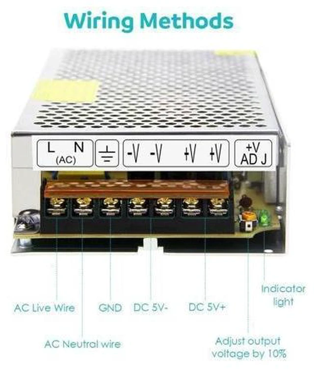 Alt view image 12 of 14 - 5V 20A 100W Switching Power Supply 110V / 220V AC to DC 5V 20amp Universal Power Transformer Driver Converter Adaptor for WS2812B WS2813 LED Strip Pixel Lights CCTV Camera Security System