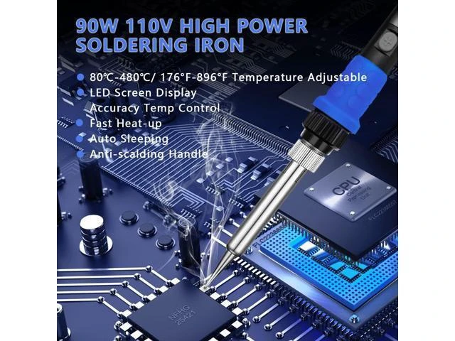 Alt view image 9 of 14 - Soldering Iron Kit, 90W LED Digital Solder Iron Kit with Ceramic Heater, 110V Welding Tools with Smart Temperature Control, Auto Sleep, Temp Calibration, C/F, Accurate 176-896