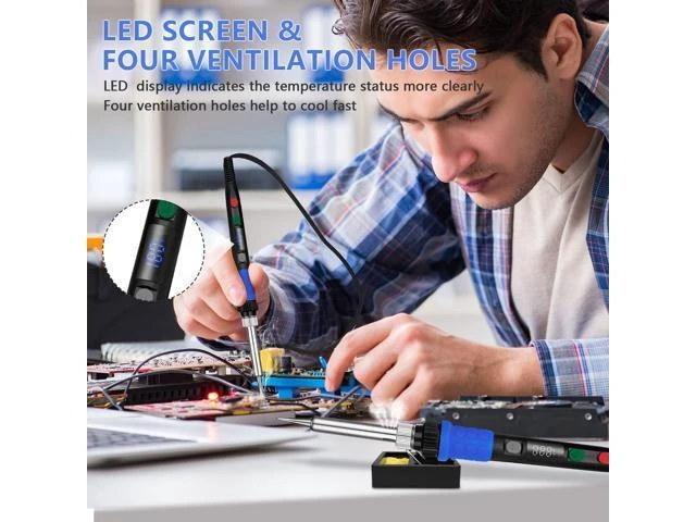 Alt view image 11 of 14 - Soldering Iron Kit, 90W LED Digital Solder Iron Kit with Ceramic Heater, 110V Welding Tools with Smart Temperature Control, Auto Sleep, Temp Calibration, C/F, Accurate 176-896
