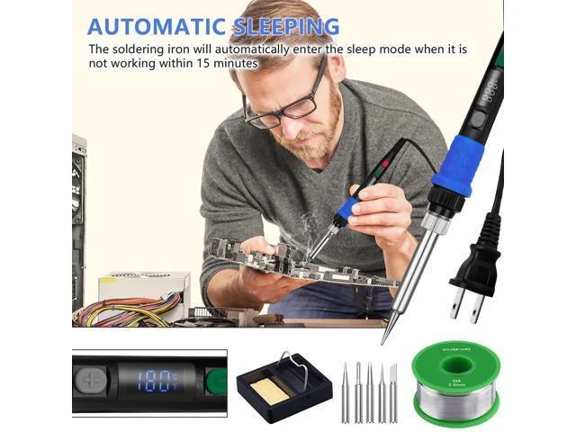 Alt view image 12 of 14 - Soldering Iron Kit, 90W LED Digital Solder Iron Kit with Ceramic Heater, 110V Welding Tools with Smart Temperature Control, Auto Sleep, Temp Calibration, C/F, Accurate 176-896
