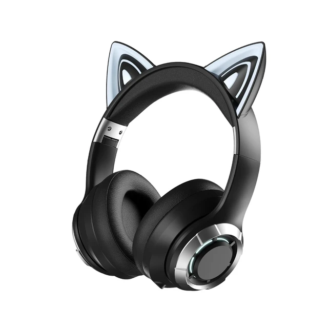 Alt view image 6 of 10 - YDM60 Cat Ear Over-Ear Bluetooth Wireless Headset Light-Up, Heavy Bass, Foldable, Gaming Low Latency, Universal Black
