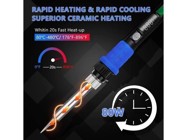 Alt view image 10 of 14 - Soldering Iron Kit, 90W LED Digital Solder Iron Kit with Ceramic Heater, 110V Welding Tools with Smart Temperature Control, Auto Sleep, Temp Calibration, C/F, Accurate 176-896