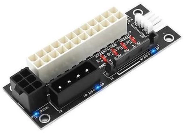 Alt view image 2 of 2 - Dual PSU Power Adapter ATX 24Pin to Molex 4Pin/SATA/6Pin Power Supply Board Sync Extender Cable Add2psu for Graphics Card Mining