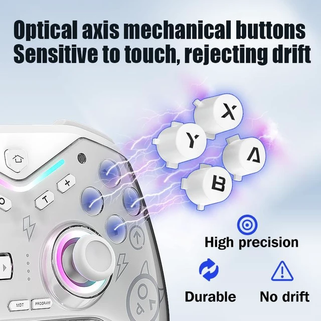 Alt view image 11 of 12 - CM619 Magnetic Faceplate Controller Hall Joystick, 1000Hz Polling, 3-in-1, RGB, 600mAh, for Switch/PC/Android/iOS