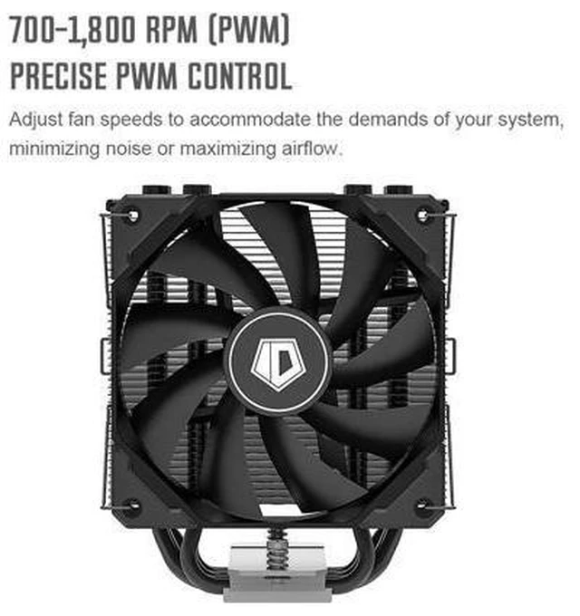 Alt view image 10 of 14 - ID-COOLING SE-226-XT Black CPU Cooler LGA1700 CPU Air Cooler 6 Heatpipes All-Black CPU Fan 120mm PWM Fan, Intel/AMD