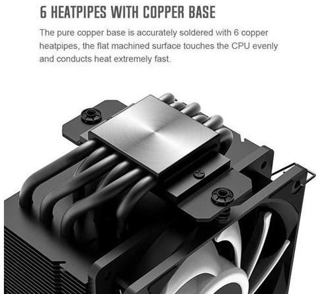 Alt view image 9 of 14 - ID-COOLING SE-226-XT Black CPU Cooler LGA1700 CPU Air Cooler 6 Heatpipes All-Black CPU Fan 120mm PWM Fan, Intel/AMD