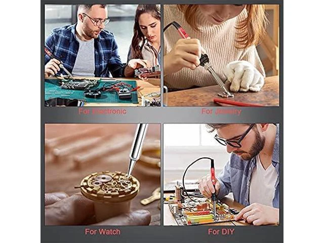 Alt view image 14 of 14 - Soldering Kit, 60W Soldering Iron, 110V Welding Kit with Ceramic Heater, Portable Solder Irons with 5pcs Extra Tips, Stand, Solder Tube, Sponge, for Electronic Repair