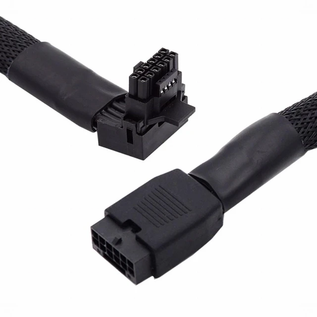 Alt view image 9 of 14 - 12VHPWR ATX3.0 PCI-E 5.0 Power Modular Cable Male to Female Up Angled 90 Degree Extension for 3080 3090TI PSU 16Pin 12+4P Graphics Card