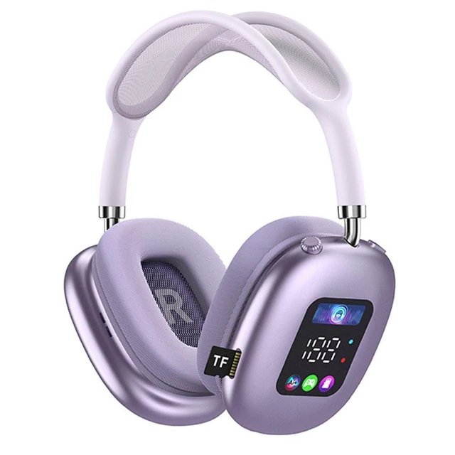 Alt view image 9 of 14 - AKZ MAX500 Wireless Bluetooth Headphones RGB Digital Display, Mic, TF Card Slot black