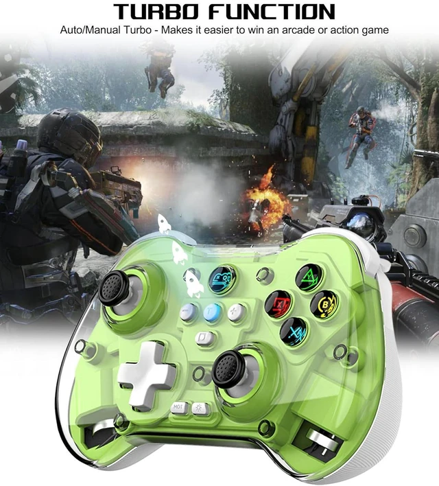 Alt view image 8 of 9 - Z01X Wireless Bluetooth Controller Hall Joystick & Trigger, Macro Back Buttons, 6-Axis Gyro, 600mAh, for Switch/PC/Android/iOS Green
