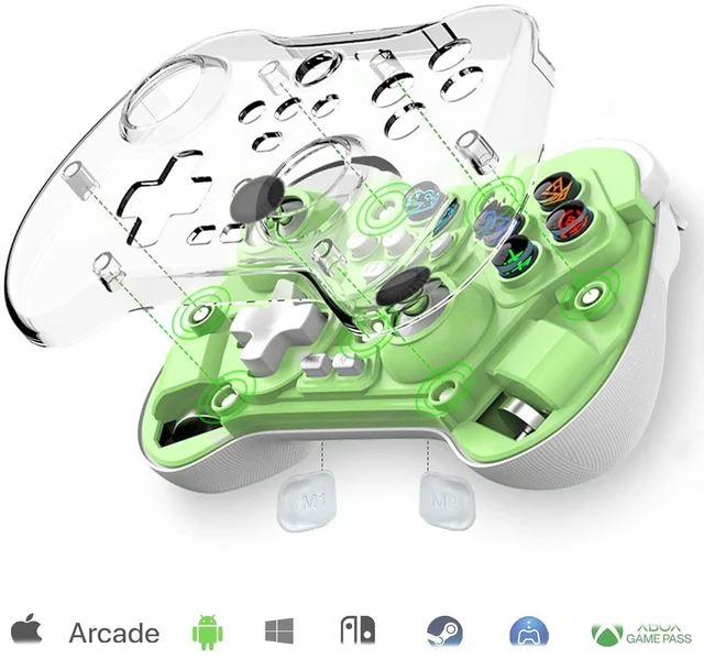 Alt view image 7 of 9 - Z01X Wireless Bluetooth Controller Hall Joystick & Trigger, Macro Back Buttons, 6-Axis Gyro, 600mAh, for Switch/PC/Android/iOS Green