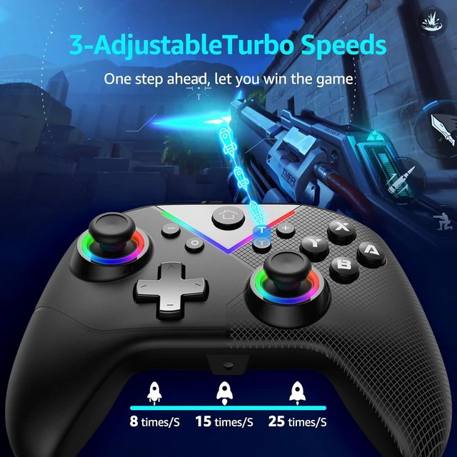 Alt view image 9 of 10 - CM617 Wireless Controller Hall Joystick, 6-Axis Gyro, Turbo, Programmable, 11 RGB Modes, for Switch/PC/Android/iOS
