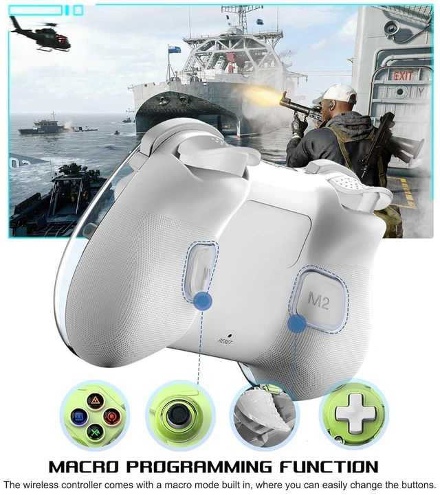 Alt view image 9 of 9 - Z01X Wireless Bluetooth Controller Hall Joystick & Trigger, Macro Back Buttons, 6-Axis Gyro, 600mAh, for Switch/PC/Android/iOS Green