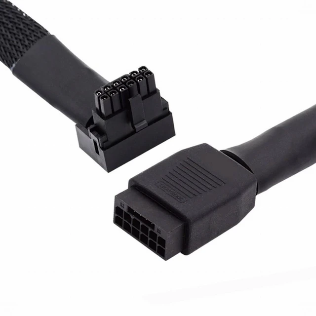 Alt view image 9 of 14 - 12VHPWR ATX3.0 PCI-E 5.0 Power Modular Cable Male to Female Down Angled 90 Degree Extension for 3080 3090TI PSU 16Pin 12+4P Graphics Card