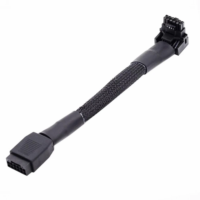 Alt view image 10 of 14 - 12VHPWR ATX3.0 PCI-E 5.0 Power Modular Cable Male to Female Down Angled 90 Degree Extension for 3080 3090TI PSU 16Pin 12+4P Graphics Card