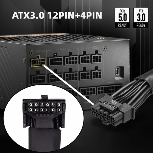Alt view image 13 of 14 - 12VHPWR ATX3.0 PCI-E 5.0 Power Modular Cable Male to Female Down Angled 90 Degree Extension for 3080 3090TI PSU 16Pin 12+4P Graphics Card