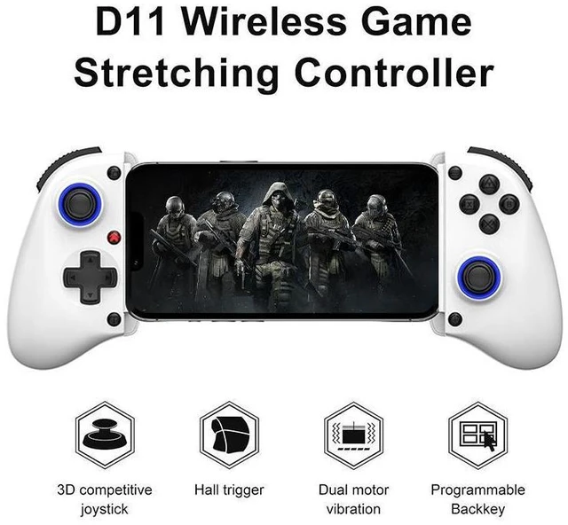 Alt view image 8 of 10 - D11/D11S Telescopic Game Streaming Controller Hall Triggers, Macro Back Buttons, HD Vibration, 400mAh, for Switch/Android/iOS/PC