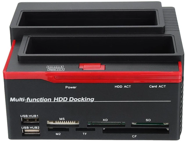 Alt view image 13 of 14 - 2.5'' 3.5'' External Dual SATA IDE HDD Hard Drive Docking Clone Card Reader USB 2.0 Hard Drive Enclosure Drive Docking Station AU Plug