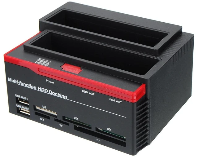 Alt view image 14 of 14 - 2.5'' 3.5'' External Dual SATA IDE HDD Hard Drive Docking Clone Card Reader USB 2.0 Hard Drive Enclosure Drive Docking Station AU Plug