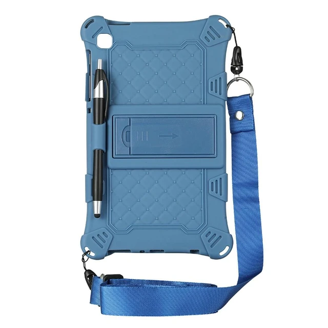 Alt view image 2 of 2 - Silicone Case for Tab A7 Lite 8.7 Inch 2021 T220 T225 Tablet Case Tablet Stand with Pen and Strap ,Blue