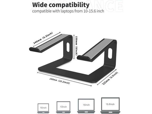 Alt view image 9 of 14 - Laptop Stand, Ergonomic Aluminum Laptop Mount Computer Stand for Desk, Detachable Laptop Riser Notebook Stand Compatible with MacBook Air Pro, Dell XPS, More 10-16" Laptops(Black)