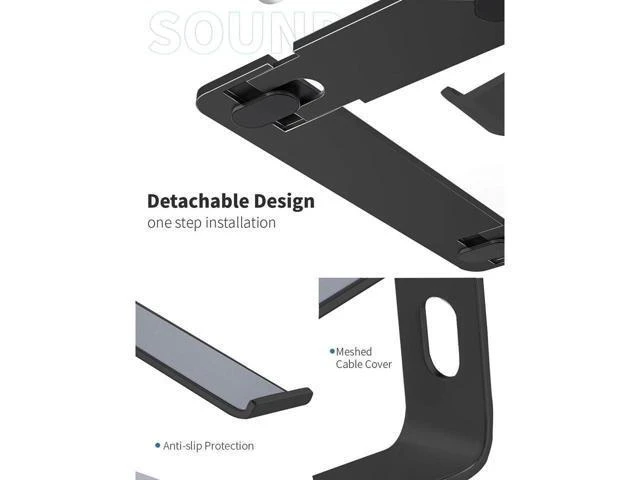 Alt view image 10 of 14 - Laptop Stand, Ergonomic Aluminum Laptop Mount Computer Stand for Desk, Detachable Laptop Riser Notebook Stand Compatible with MacBook Air Pro, Dell XPS, More 10-16" Laptops(Black)