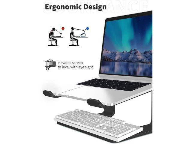Alt view image 12 of 14 - Laptop Stand, Ergonomic Aluminum Laptop Mount Computer Stand for Desk, Detachable Laptop Riser Notebook Stand Compatible with MacBook Air Pro, Dell XPS, More 10-16" Laptops(Black)