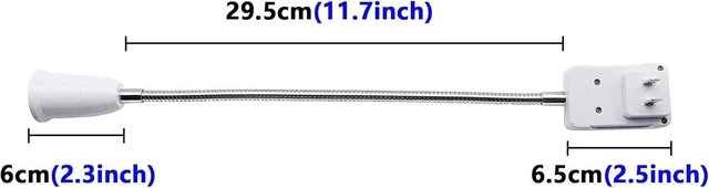 Alt view image 9 of 14 - E27/E26 Socket Adapter with On/Off Switch Light Lamp Bulb 360 Degrees Flexible Aluminum Wire Gooseneck US Plug for Night Light Grow Lights Desk Lamp Bulb (White)