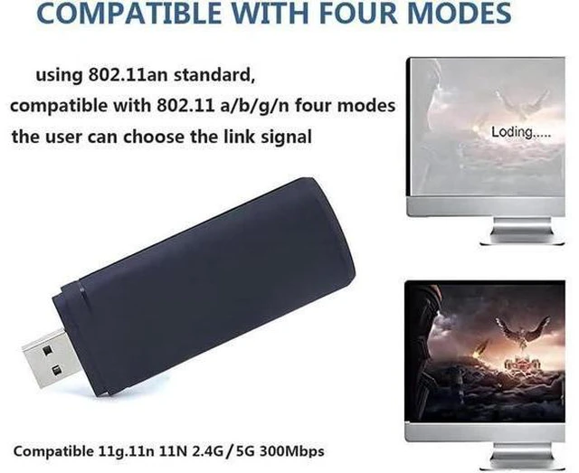 Alt view image 7 of 12 - isptewhie 300Mbps Dual Band 802.11 a/b/g/n 2.4G/5Ghz Wireless USB TV Network Card Dongle Compatible with Samsung Smart TV Laptop Desktop