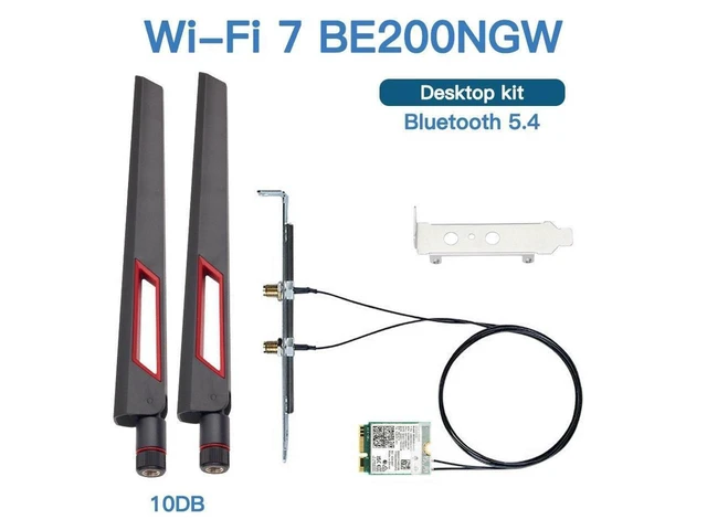 Alt view image 7 of 12 - BE200NG Wi-Fi 7 Desktop Kit 8774Mbps (6G+5G+2.4G) with Bluetooth 5.4, 802.11 be200 M.2 WiFi Card Tri-Band Wireless Network Adapter for PC, Supports Windows 11, 10 (64bit) only.