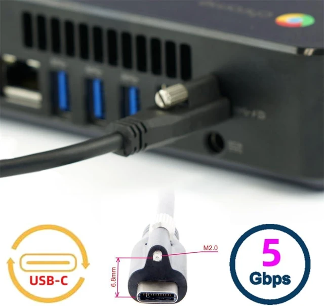 Alt view image 9 of 14 - USB 3.1 Type-C Locking Connector to Standard USB3.0 Data Cable for Camera with Panel Mount Screw 120CM