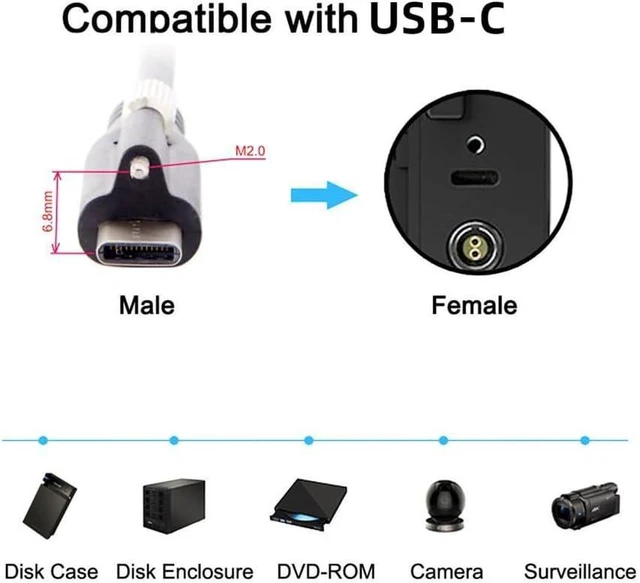 Alt view image 12 of 14 - USB 3.1 Type-C Locking Connector to Standard USB3.0 Data Cable for Camera with Panel Mount Screw 120CM
