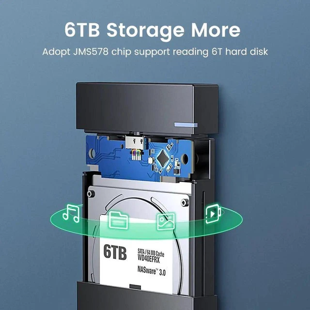 Alt view image 10 of 14 - HDD Case 2.5" Hard Drive Enclosure USB Type C SATA 6Gbps for SSD HDD 9.5 7mm External Hard Drive Disk Case Support UASP
