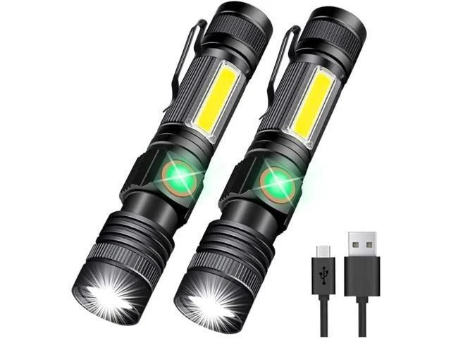 Alt view image 8 of 14 - Flashlight USB Rechargeable Magnetic LED Flashlight Super Bright Tactical Flashlight with Cob Sidelight 2000LM Waterproof Zoomable Best Small Flashlight for Camping Emergency Flashlight