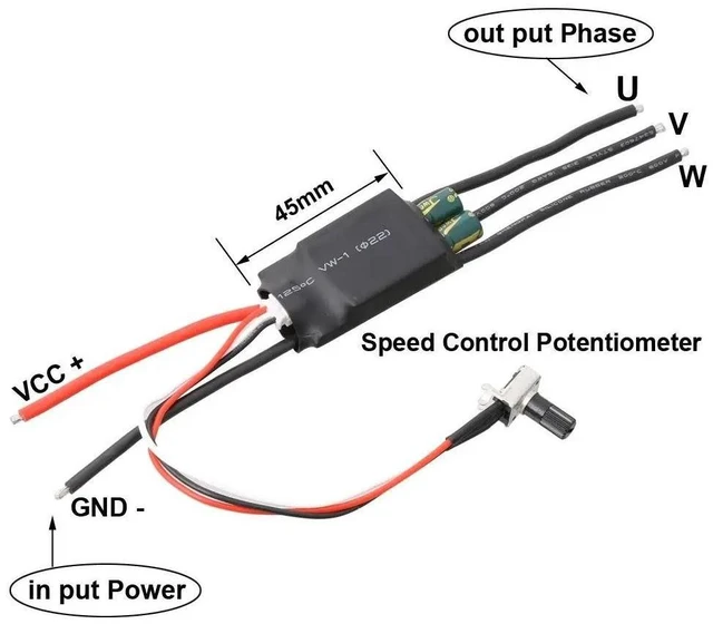Alt view image 12 of 12 - DC 7-24V Brushless Motor Driver 3-Phase Potentiometer Speed Controller Module High Speed 200W BLDC BLDC Controller ESC