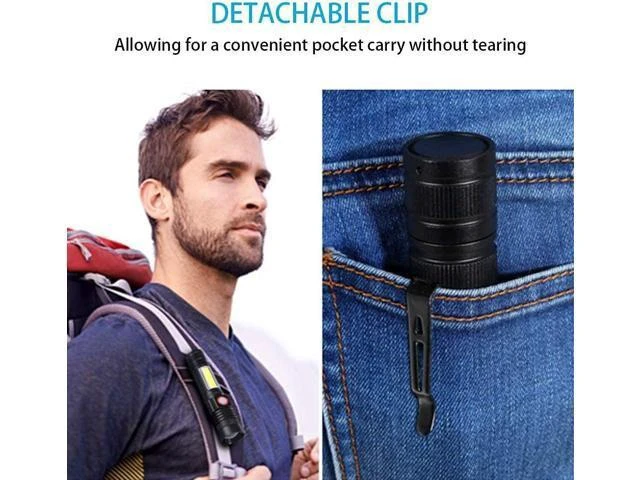 Alt view image 12 of 14 - Flashlight USB Rechargeable Magnetic LED Flashlight Super Bright Tactical Flashlight with Cob Sidelight 2000LM Waterproof Zoomable Best Small Flashlight for Camping Emergency Flashlight