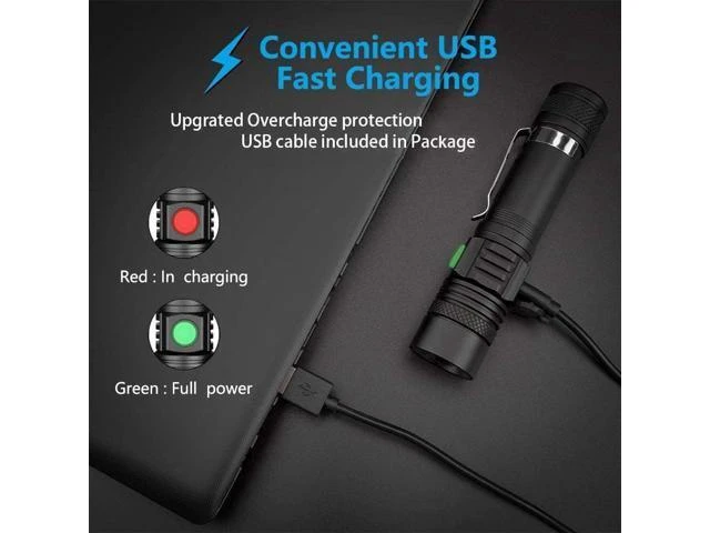 Alt view image 10 of 14 - LED Tactical Flashlight Rechargeable IPX6 Waterproof Flashlight 2000lm Super Bright LED Zoomable Pocket-Size Small LED Flashlight for Hiking Camping Emergency
