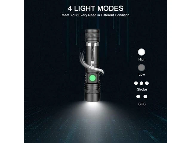Alt view image 13 of 14 - LED Tactical Flashlight Rechargeable IPX6 Waterproof Flashlight 2000lm Super Bright LED Zoomable Pocket-Size Small LED Flashlight for Hiking Camping Emergency
