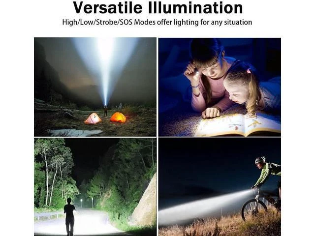 Alt view image 14 of 14 - LED Tactical Flashlight Rechargeable IPX6 Waterproof Flashlight 2000lm Super Bright LED Zoomable Pocket-Size Small LED Flashlight for Hiking Camping Emergency