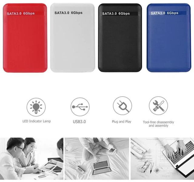 Alt view image 10 of 10 - 2.5 Inch 4 colors Hard Disk Case Hard Drive Case USB3.0 SATA3.0 External HDD Enclosure Supports 3TB Transmission UASP Protocol