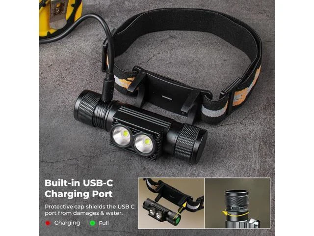 Alt view image 8 of 12 - Headlamp 1200 Lumen Rechargeable Head Lamp with Bright SST40 LED Waterproof for Kids and Adults for Camping Running Hiking Emergency Outdoor Hard Hat