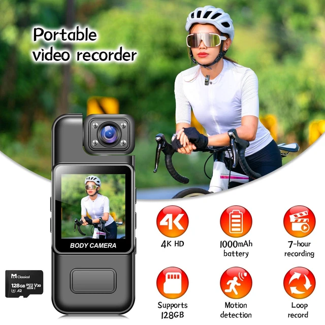 Alt view image 11 of 12 - Mini Thumb Sports Action Camera 4K HD, Body Camera, Back Clip, 1000mAh Battery, 7H Recording, Motion Detection